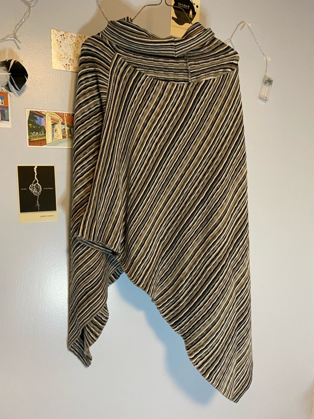 Big Buddha Striped Knit poncho in Black, Gray & Brown